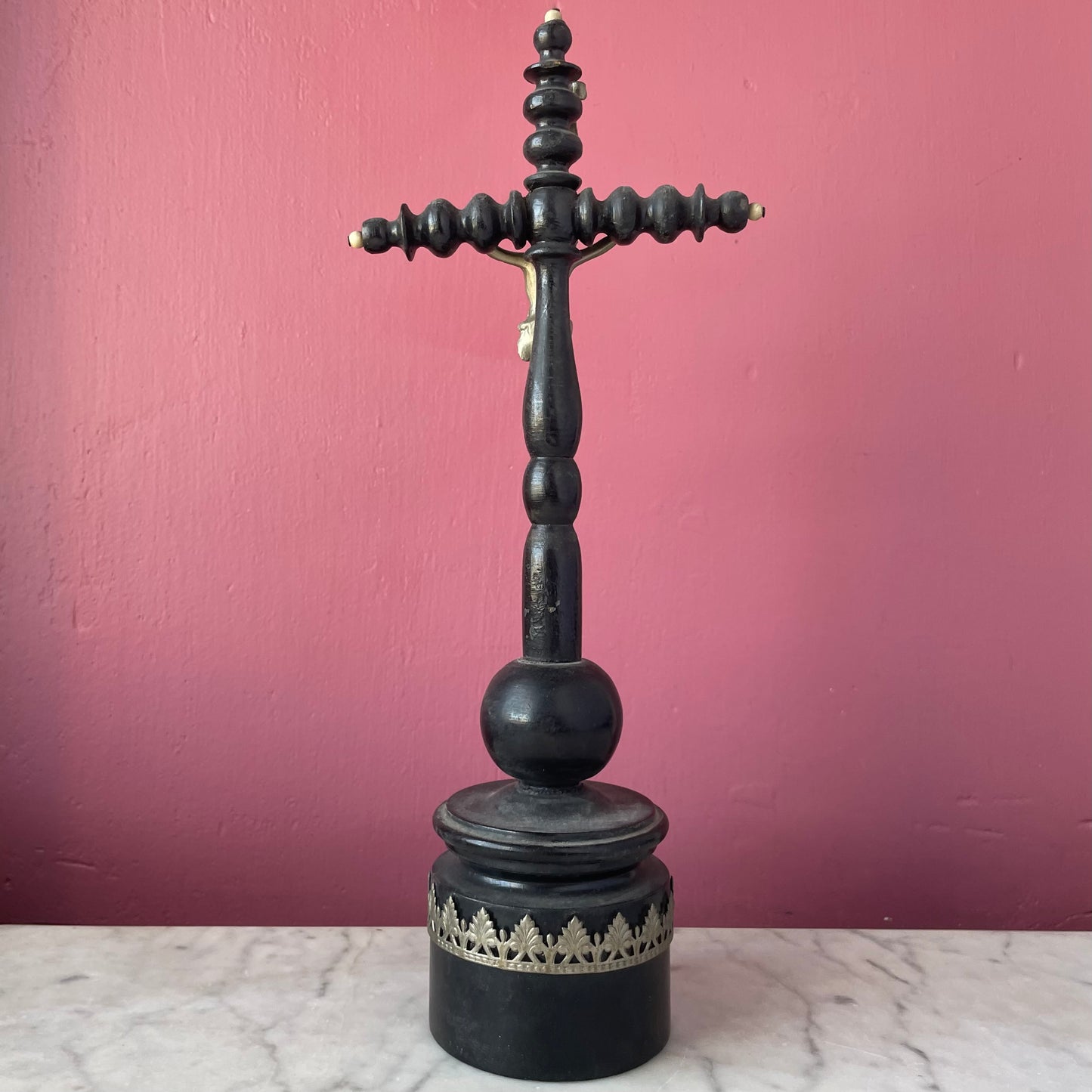 Antique Turned Wood Crucifix