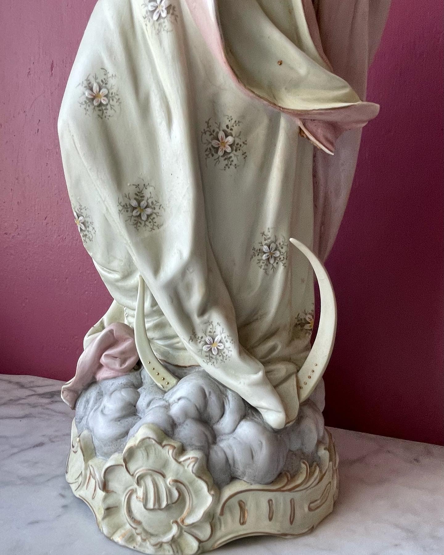 Victorian Immaculate Conception of Mary Bisque Statue