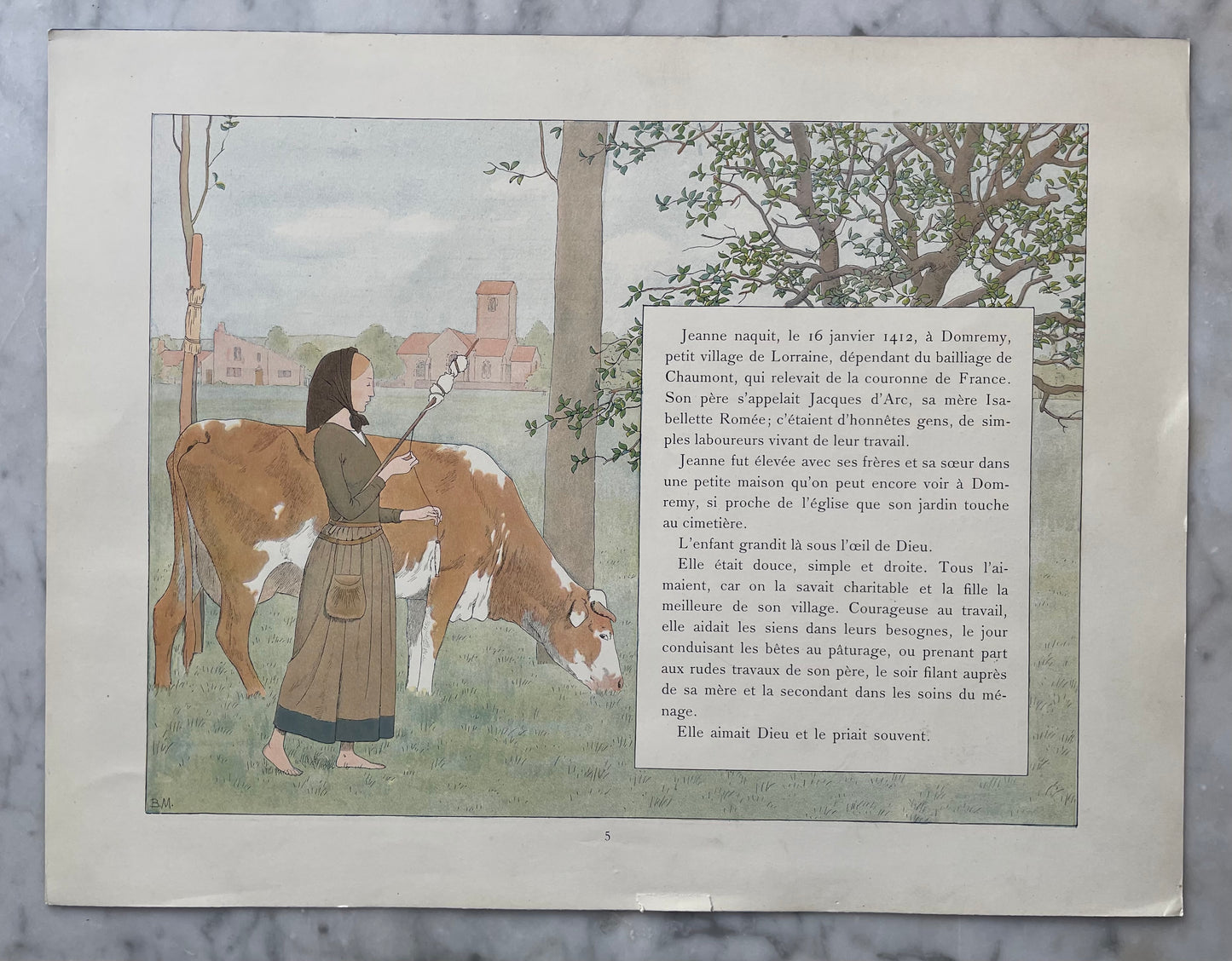 Jeanne d’Arc Antique Print | Double Sided | M. Boutet de Monvel