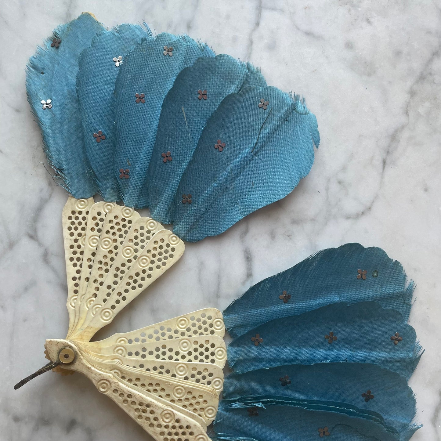 Victorian Pierced Bone & Silk Fan | Child Size