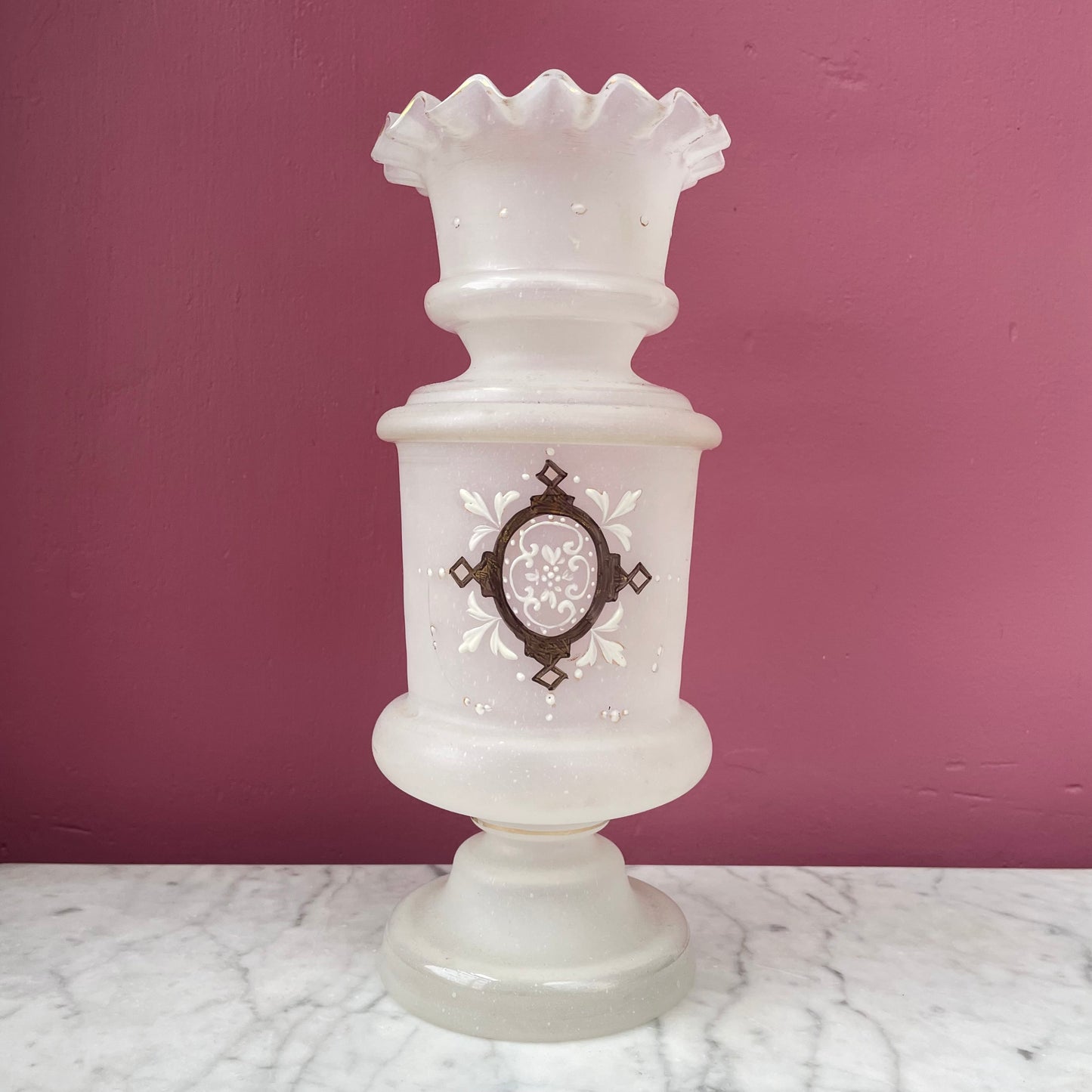 Victorian White Bristol Glass Vase