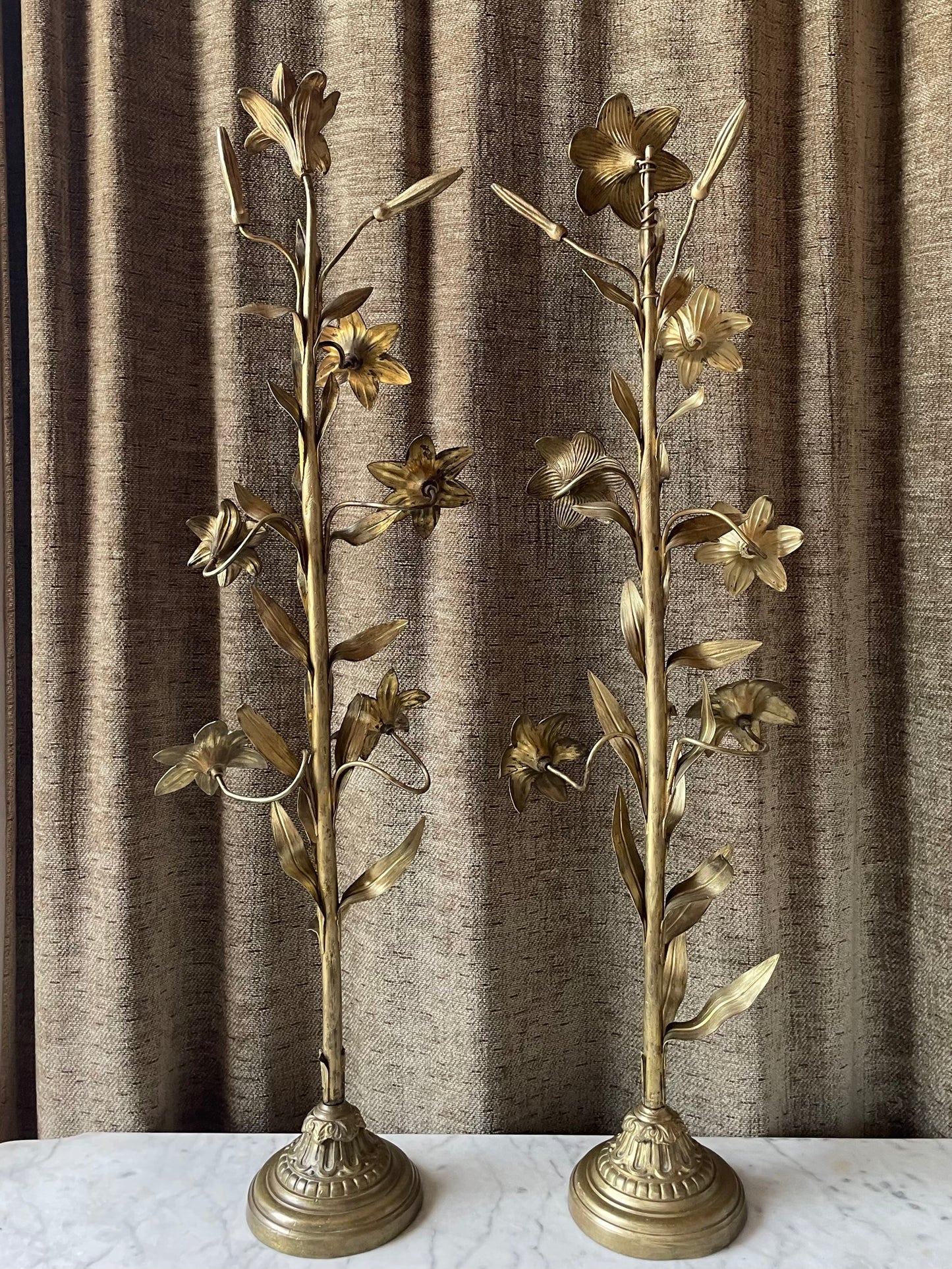 Antique Brass Lilies | Church Salvage
