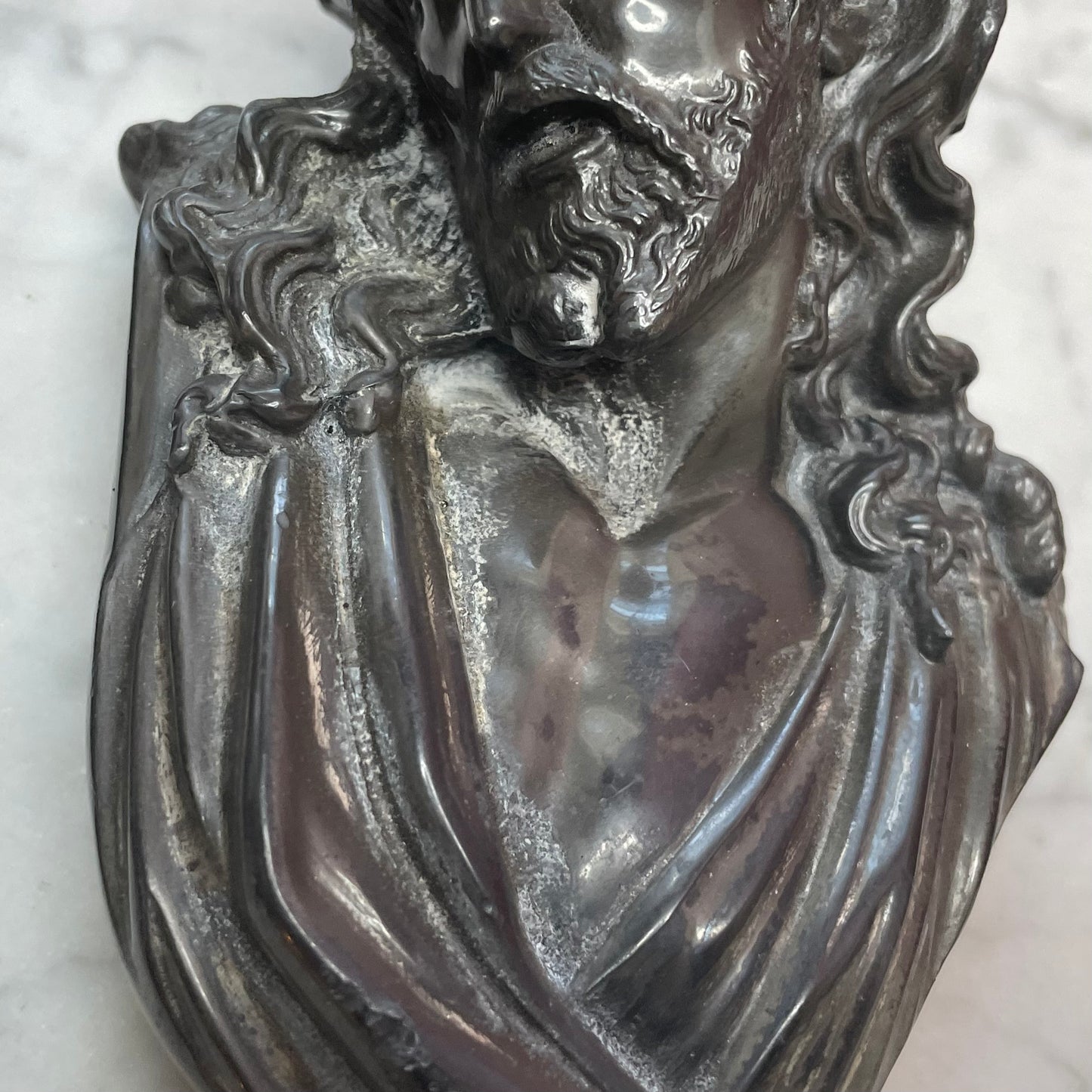 Victorian Christ & Mary Metal Busts
