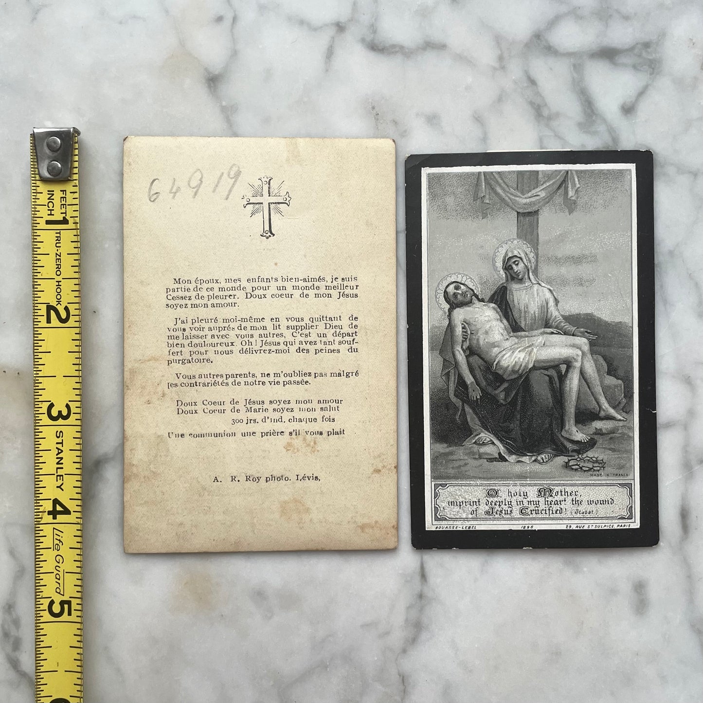 Antique French Funeral Mass Cards