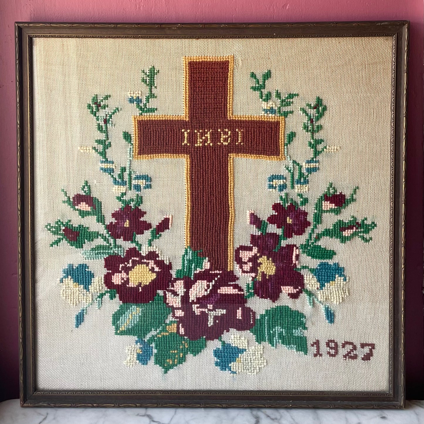 Antique Cross & Flowers Embroidery