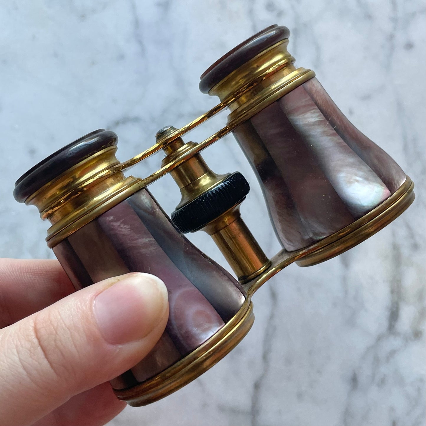 Antique Purple Abalone Pearl Opera Glasses in Original Case