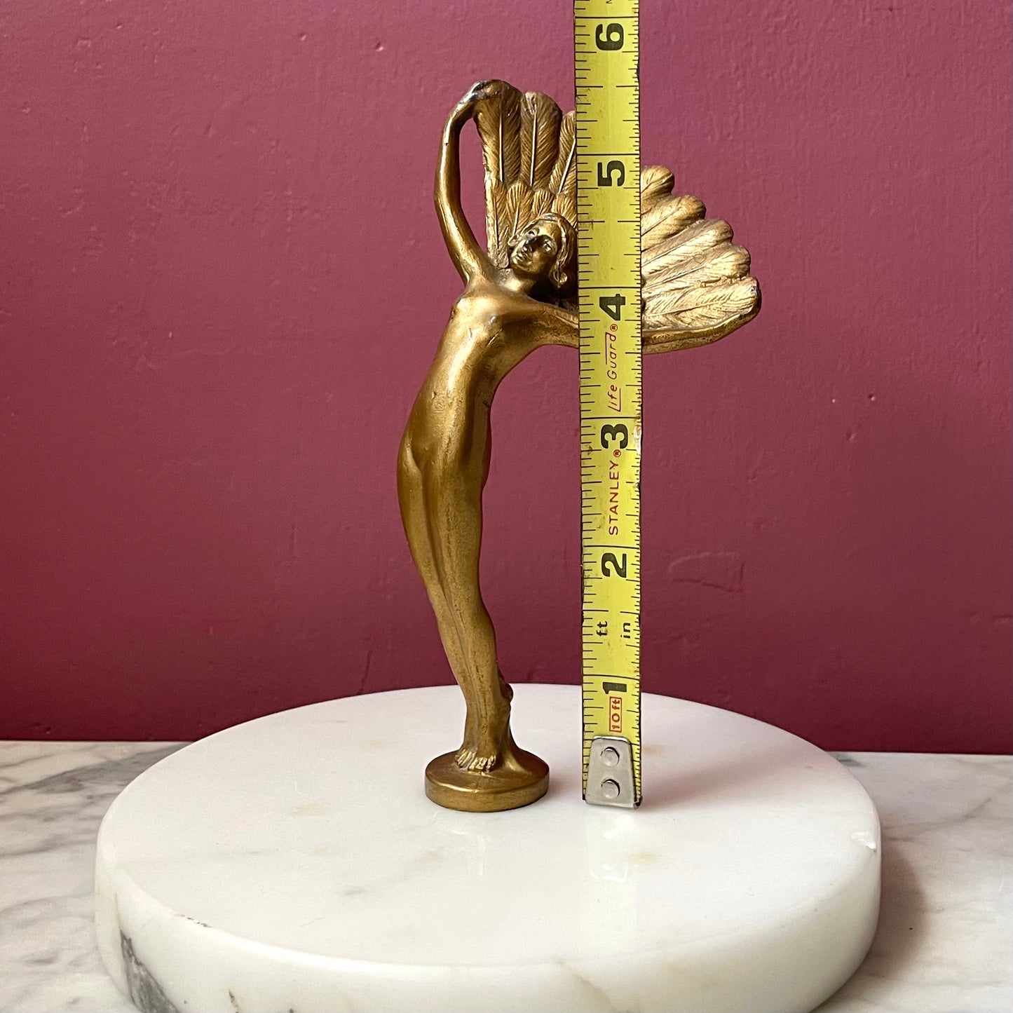 Vintage Fan Dancer on Marble Base