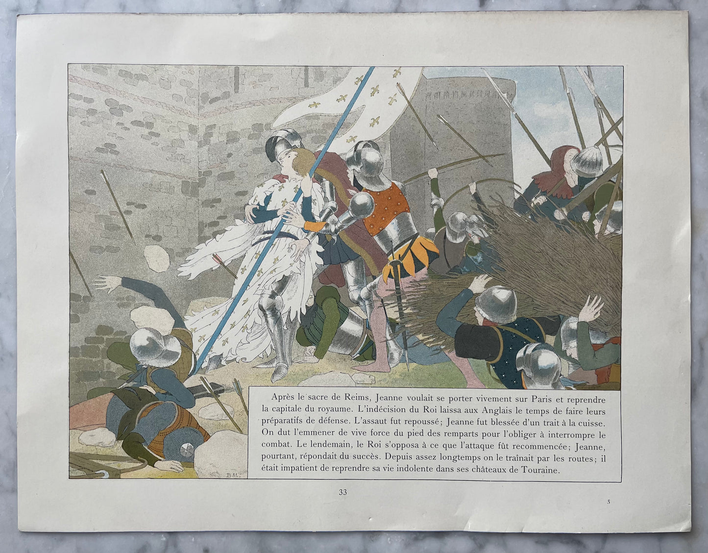 Jeanne d’Arc Antique Print | Double Sided | M. Boutet de Monvel