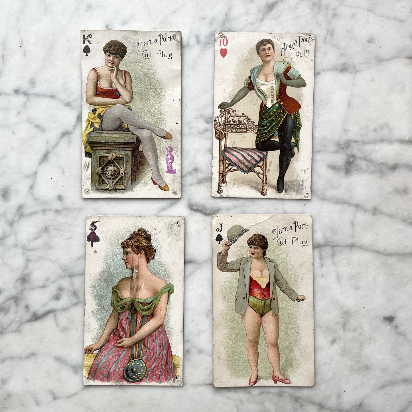 Risqué Victorian Tobacco Cards | Hard a Port Cut Plug