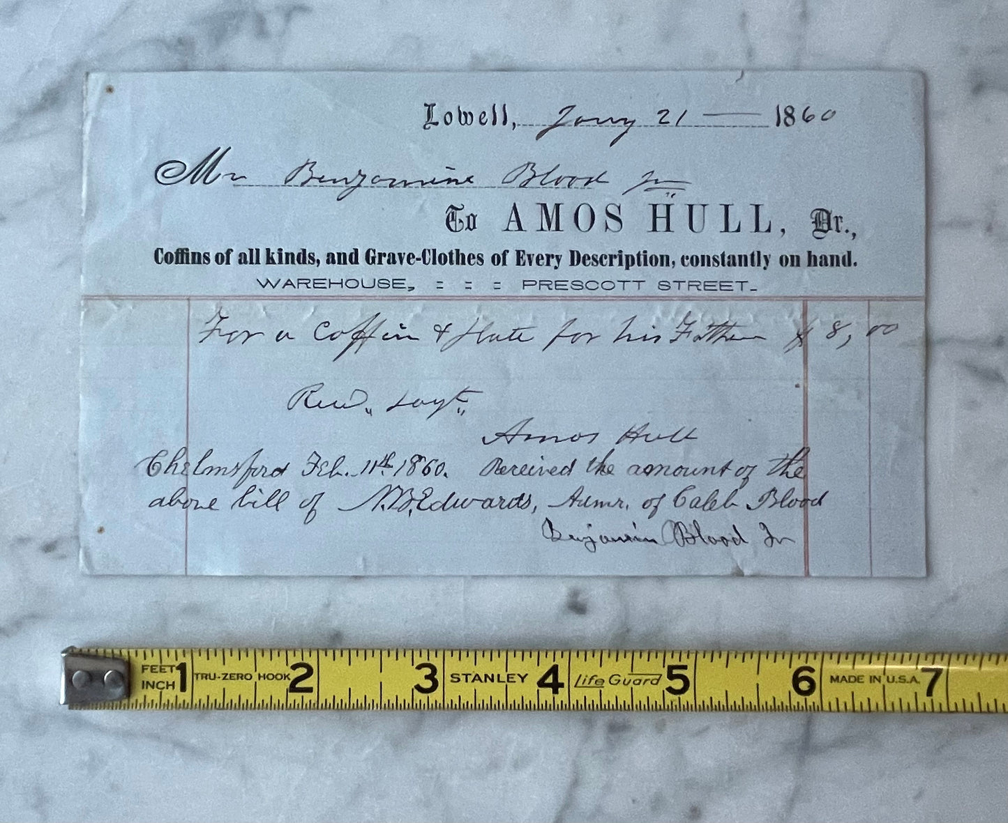 Victorian Funeral Bills | Coffins and Gravestones | Benjamin Blood