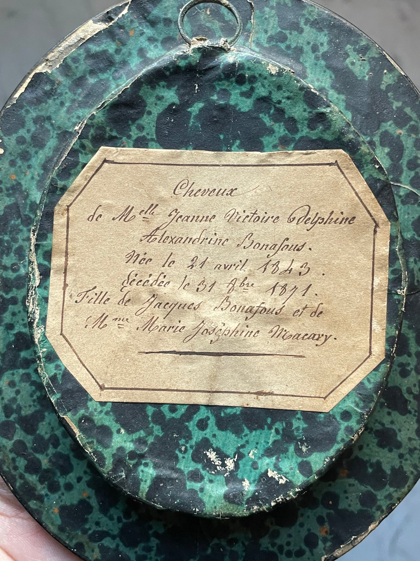 Antique French Hair Work Memorial | 1871