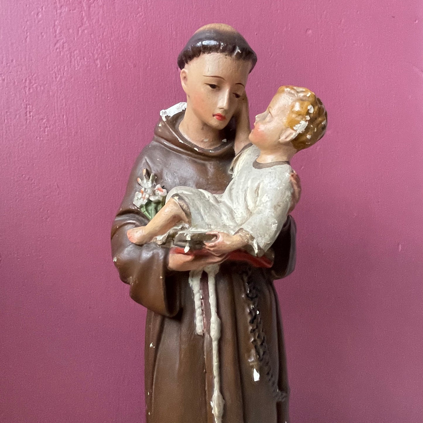 Vintage Chalkware Statue of Saint Anthony