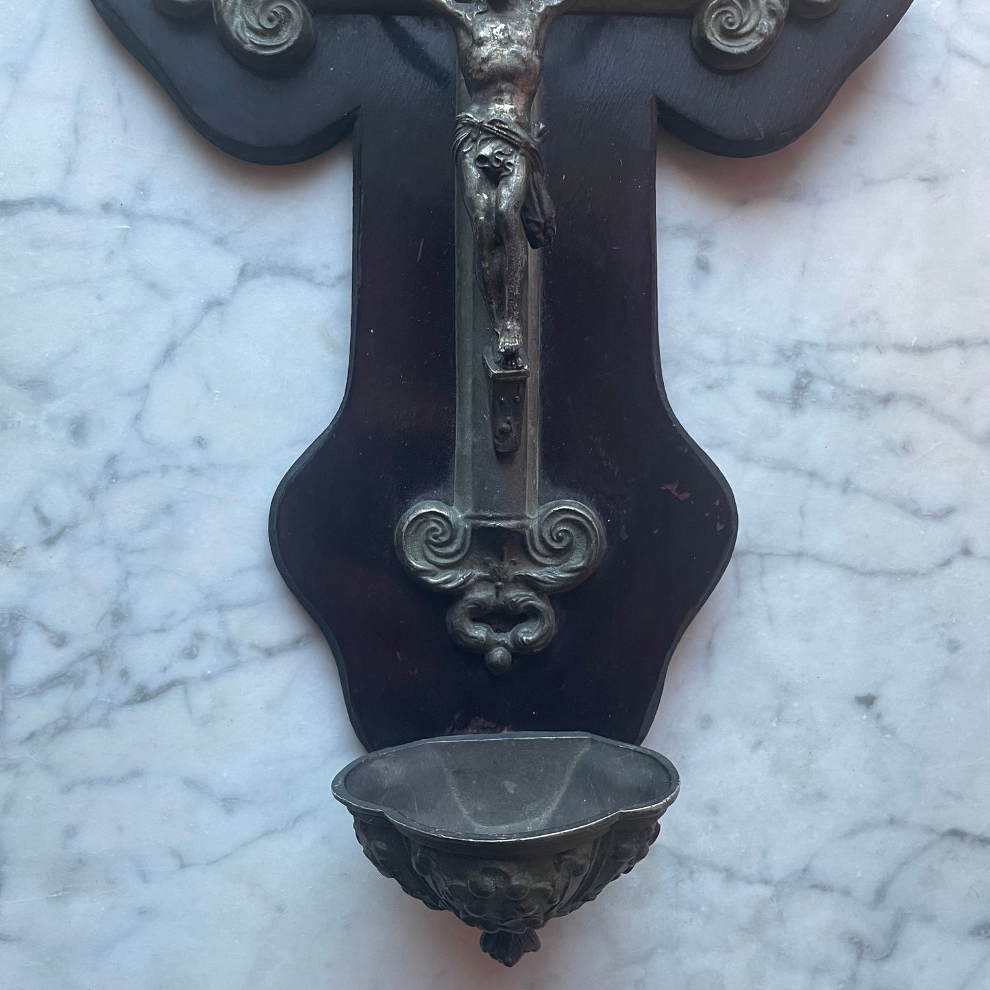 Antique French Ebonized Holy Water Font | Bénitier