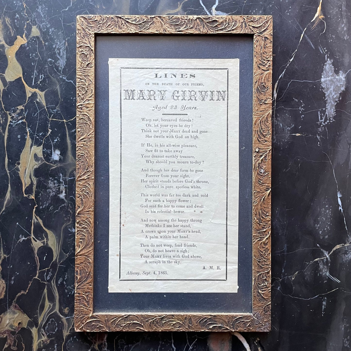 Lines on the Death of Our Friend | Victorian Mourning Poem for Mary Girvin