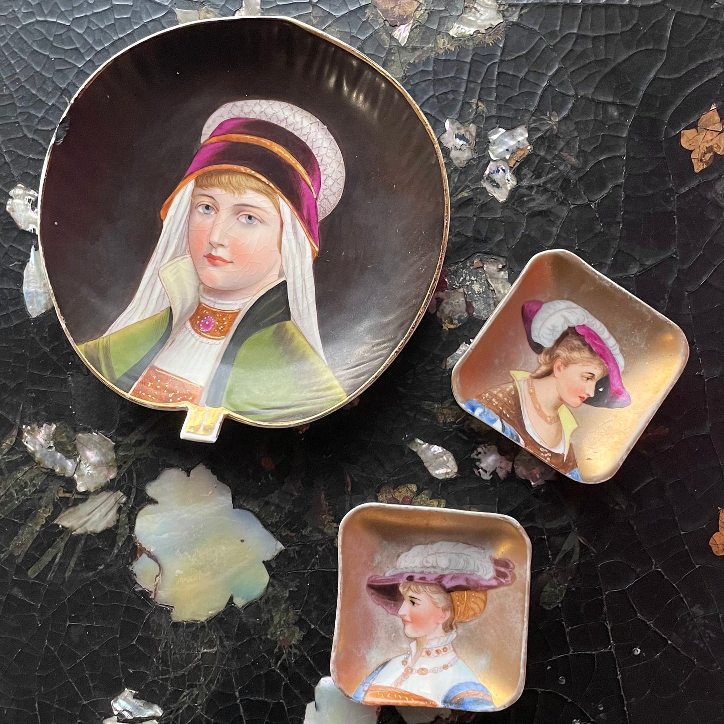 Antique Porcelain Portrait Plates