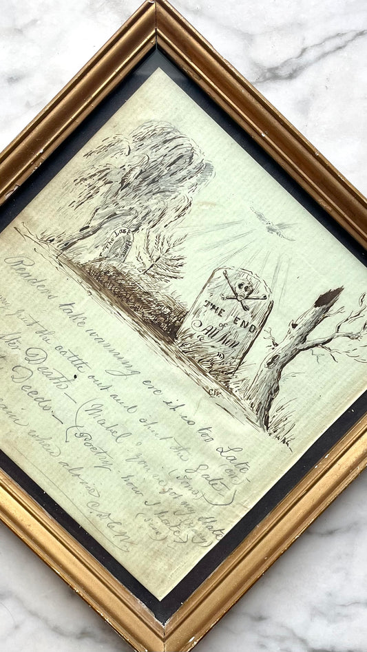 The End of All Men | Victorian Memento Mori Gravestone Drawing