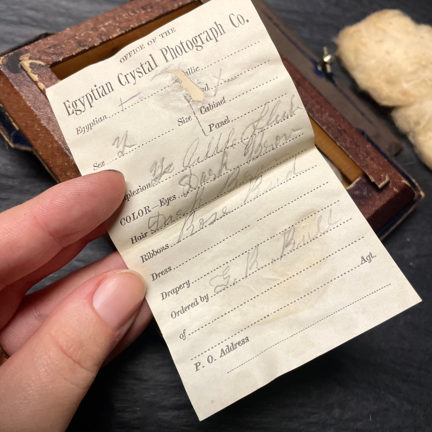 Victorian Photos on Glass in Blue Velvet Frames