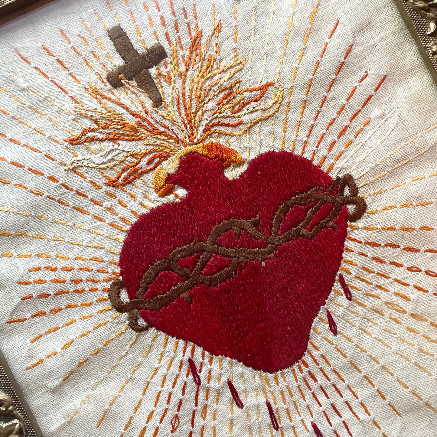 Antique Sacred Heart Embroidery