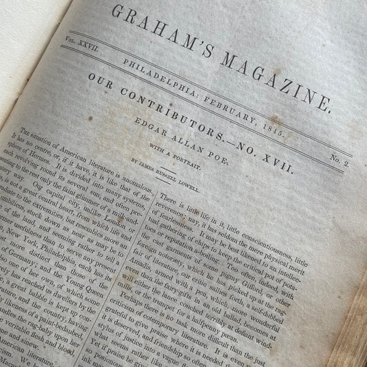 Graham’s Monthly XXV & XXVI 1844-1845 | Edgar Allan Poe