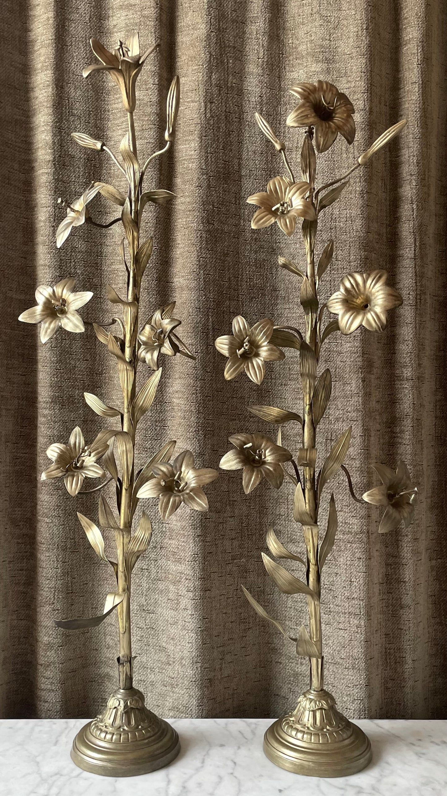 Antique Brass Lilies | Church Salvage
