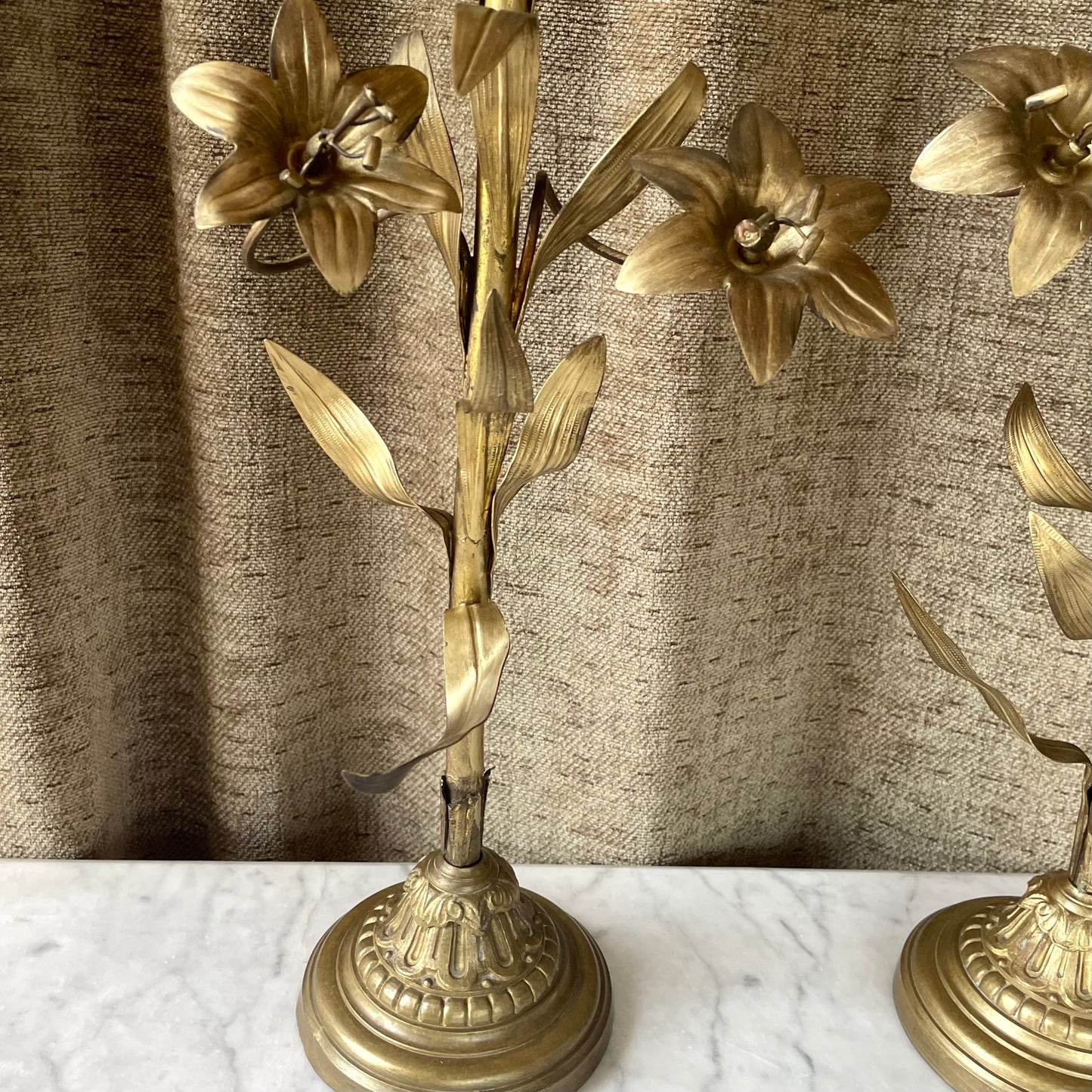 Antique Brass Lilies | Church Salvage