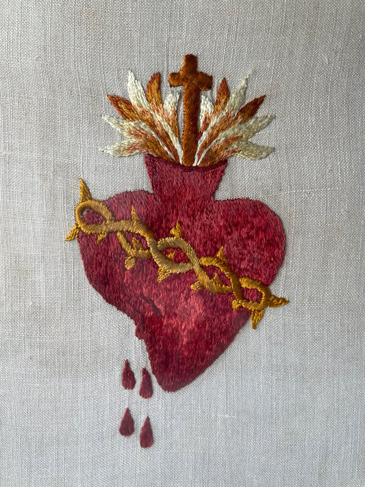 Antique Sacred Heart Embroidery