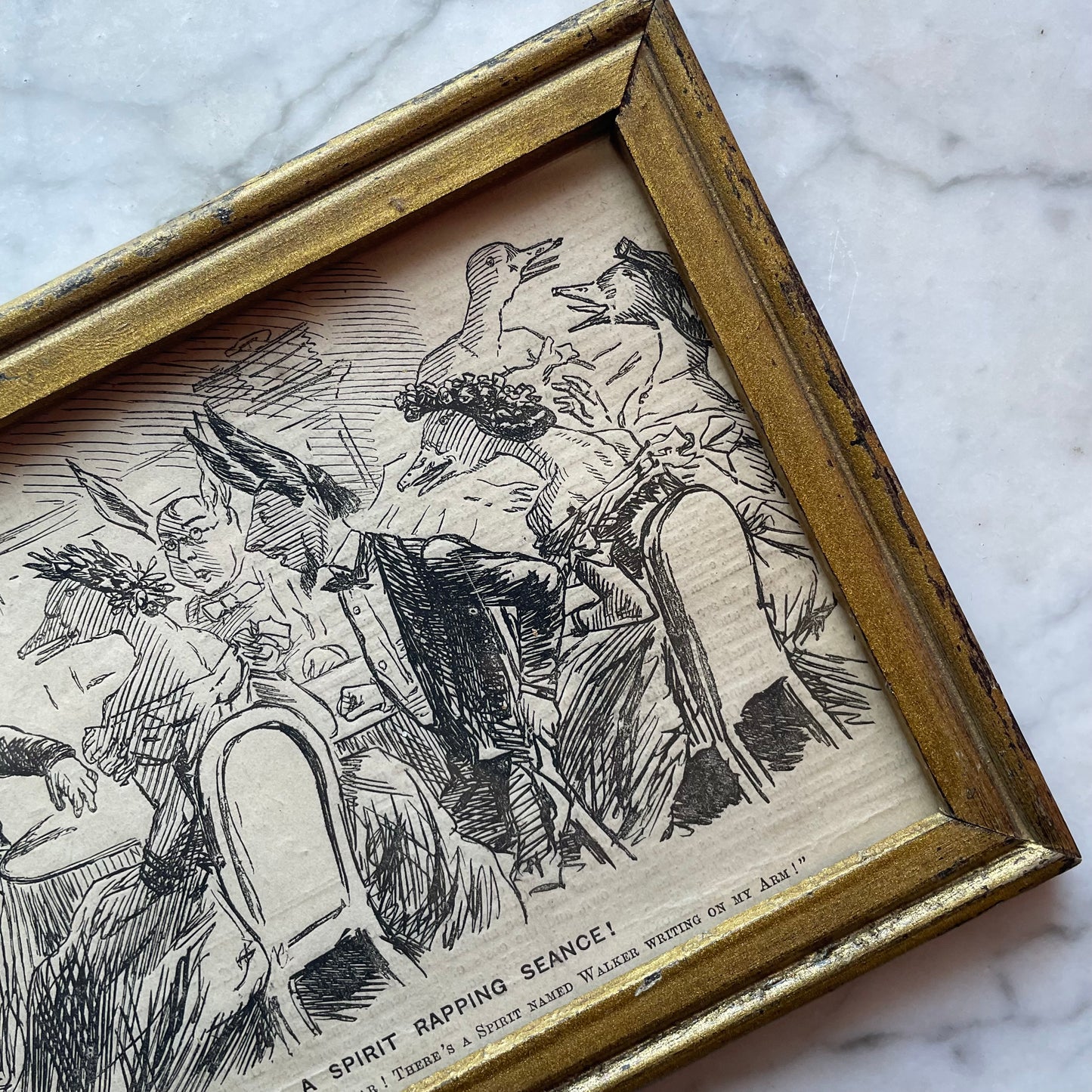 Victorian Spiritualism Cartoon | A Spirit Rapping Seance
