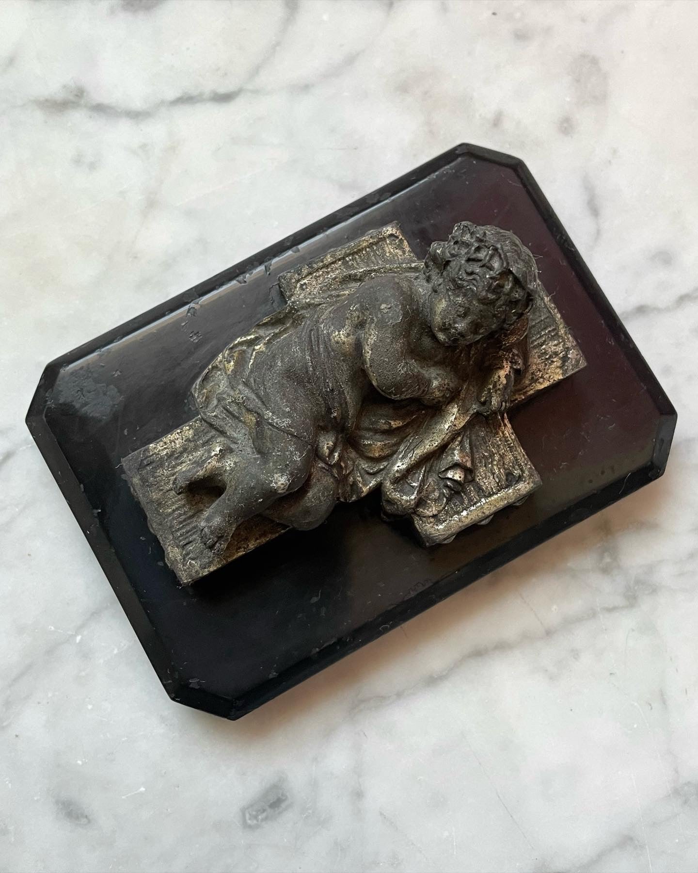 Victorian Paperweight | Child Asleep on a Cross