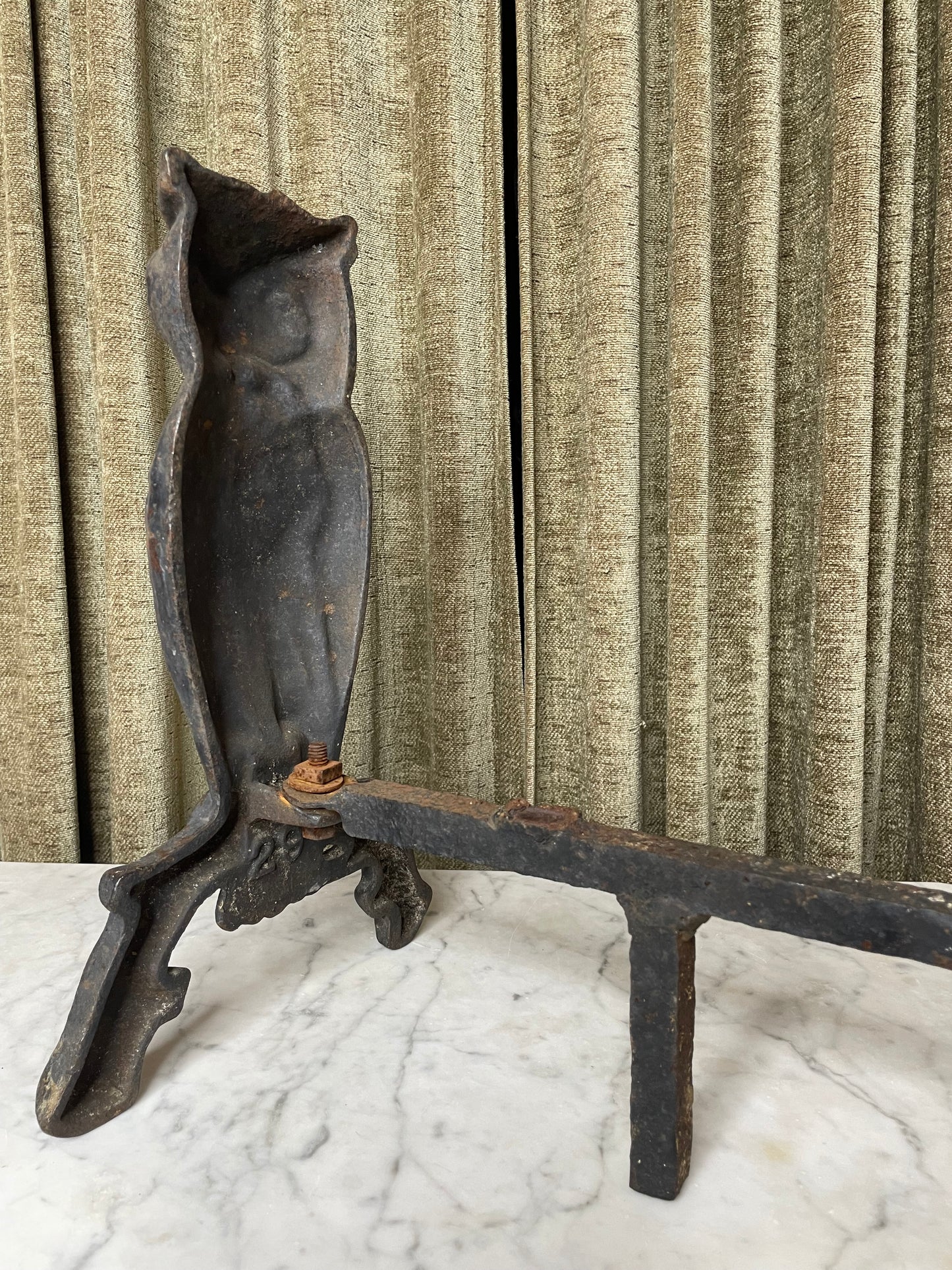 Antique Owl Fireplace Andirons