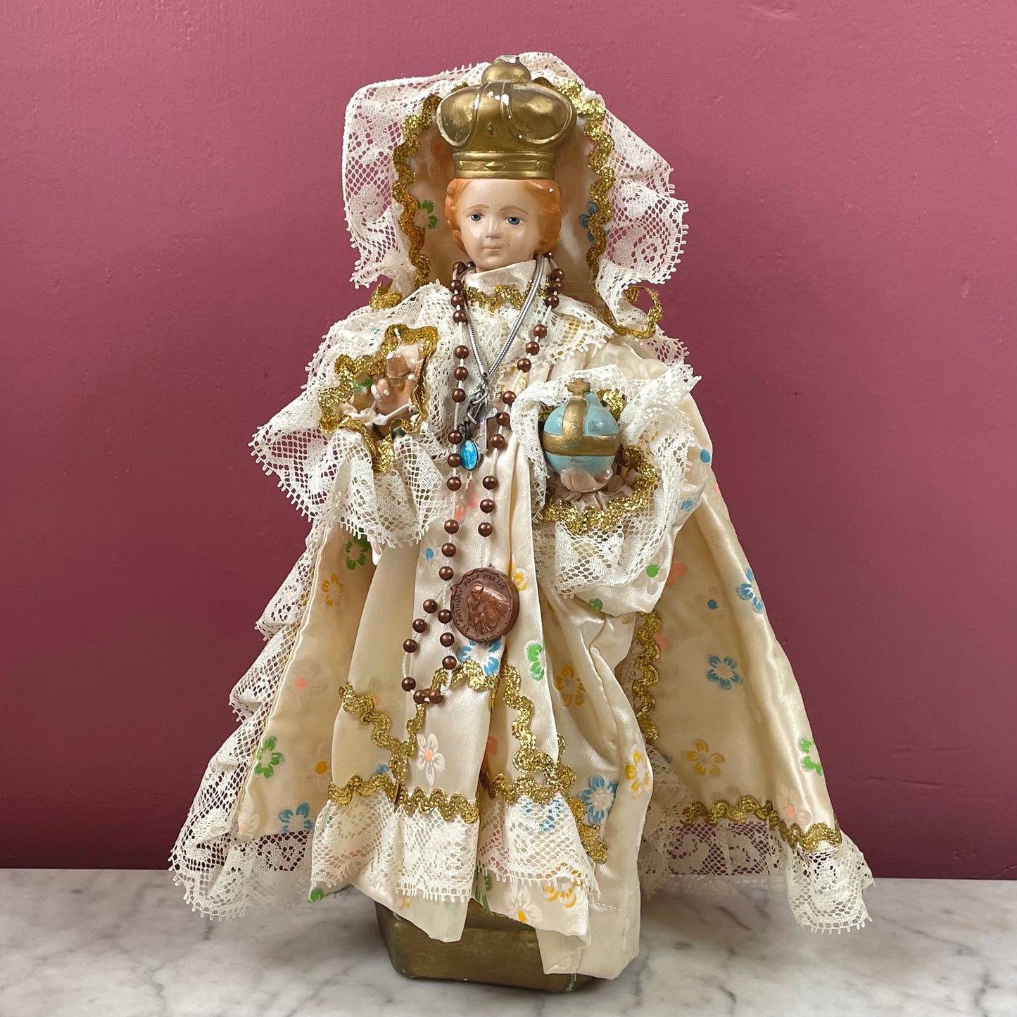 Vintage Infant of Prague Statue with Vestments