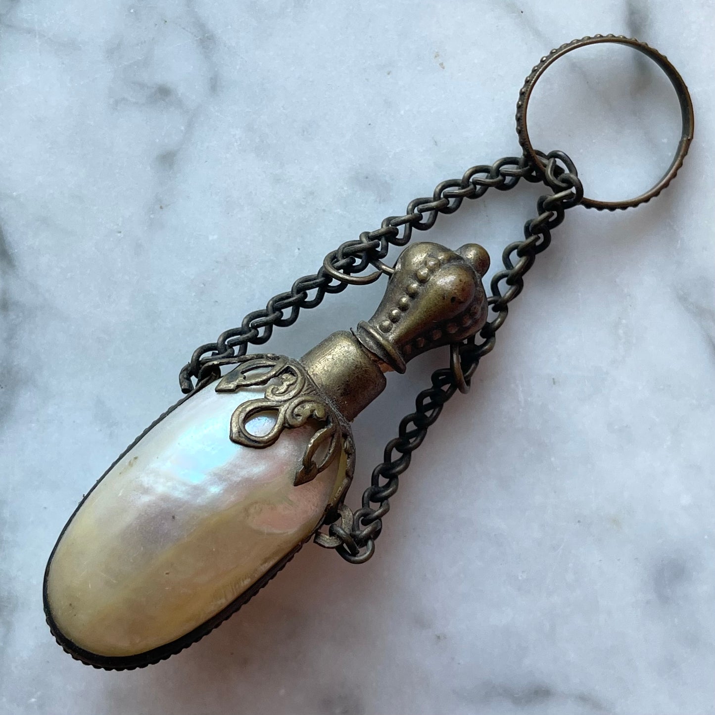 Victorian Mother of Pearl Shell Perfume Bottle