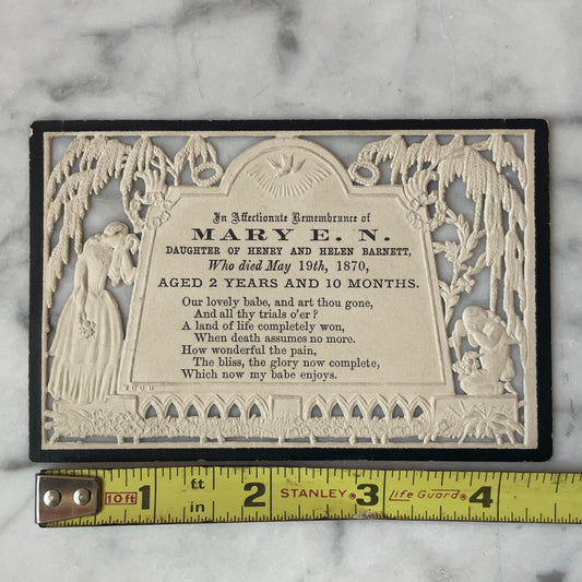 Victorian Die Cut Memorial Card | 1870