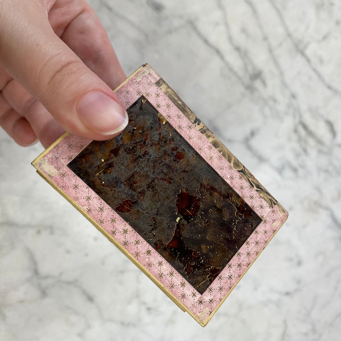 Victorian Book Shaped Glass Box with Frozen Charlotte Doll