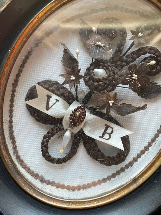 Antique French Hair Work Memorial | 1871