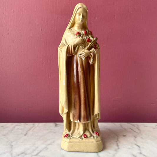 Vintage Chalkware Statue of Saint Thérèse of Lisieux