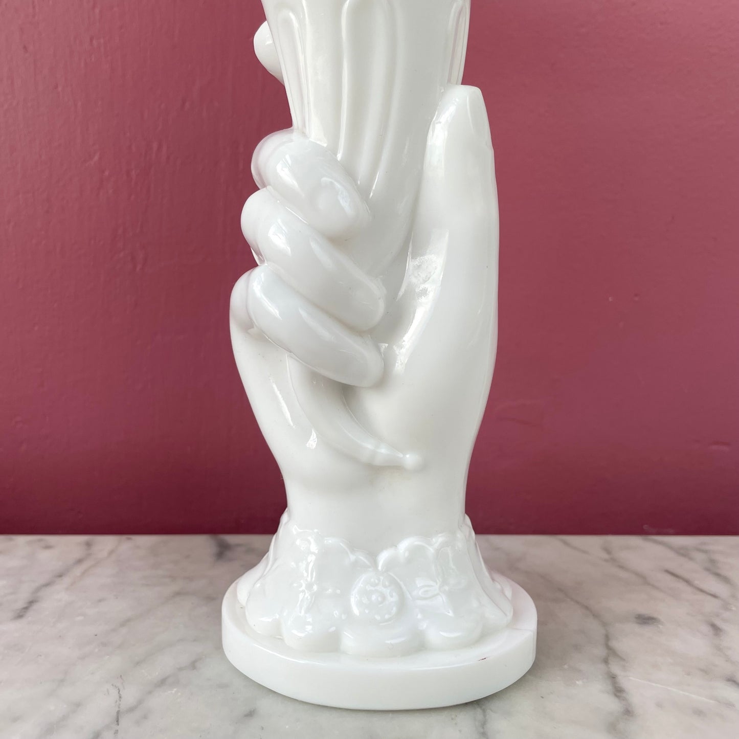 Victorian Milk Glass Hand Vase