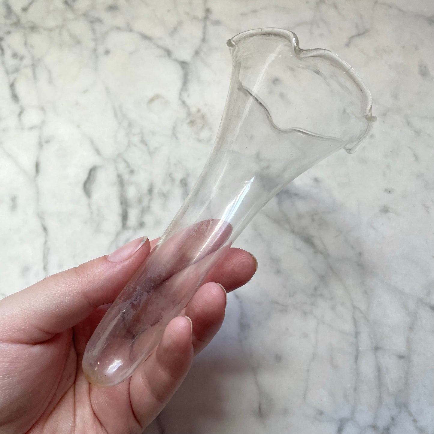 Victorian Revival Metal & Glass Hand Vase