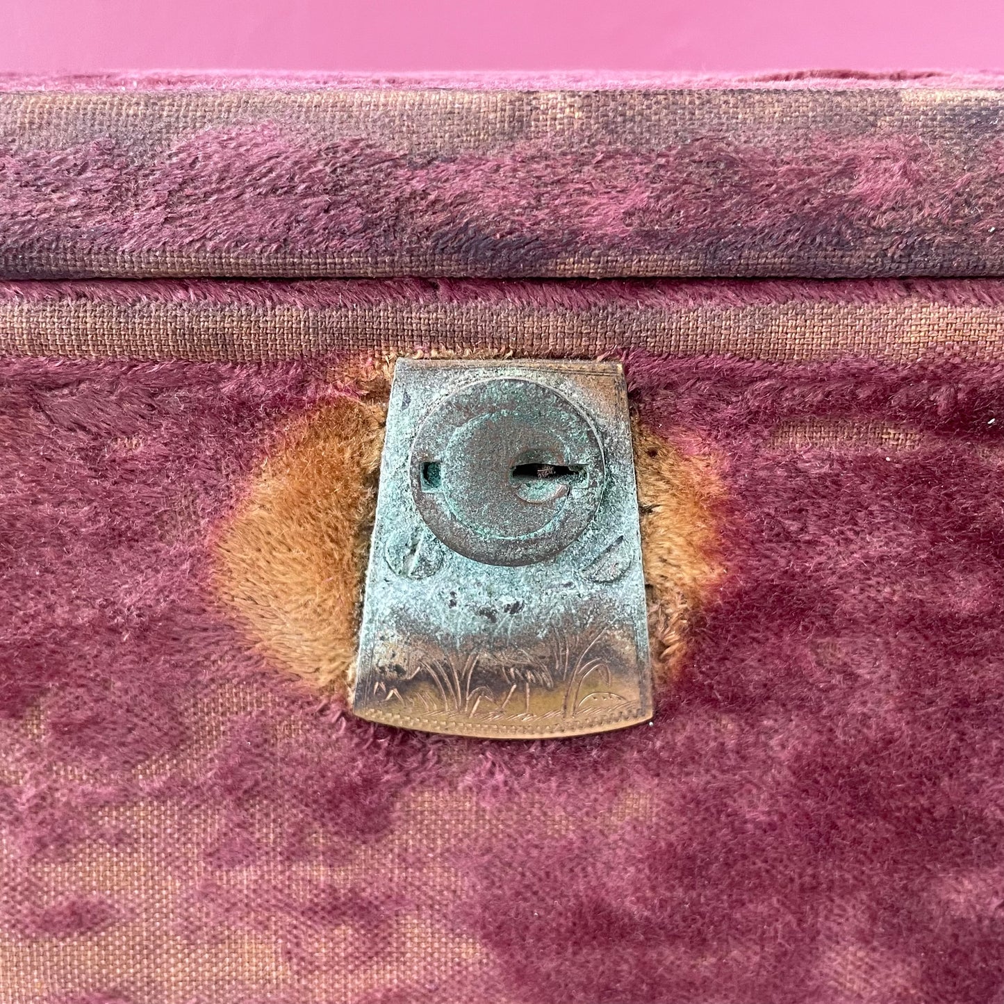 Victorian Velvet Covered Fire Proof Jewelry Box