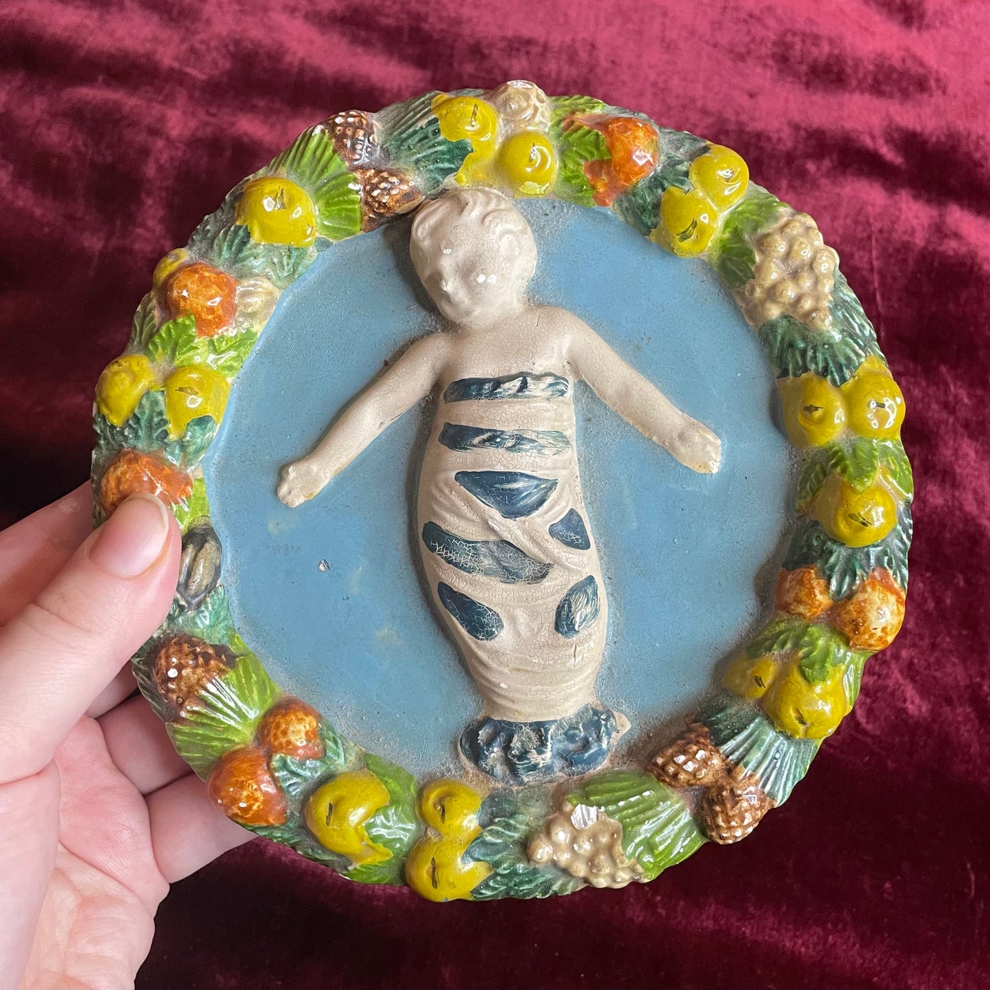 Vintage Della Robbia Christ Child Plaque