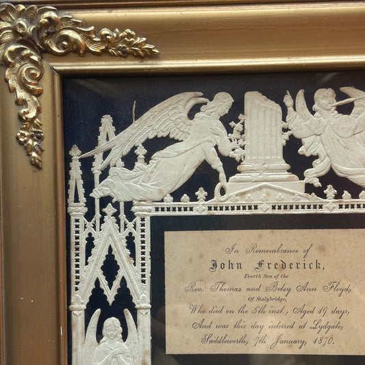Victorian Diecut Memorial for Two Babies