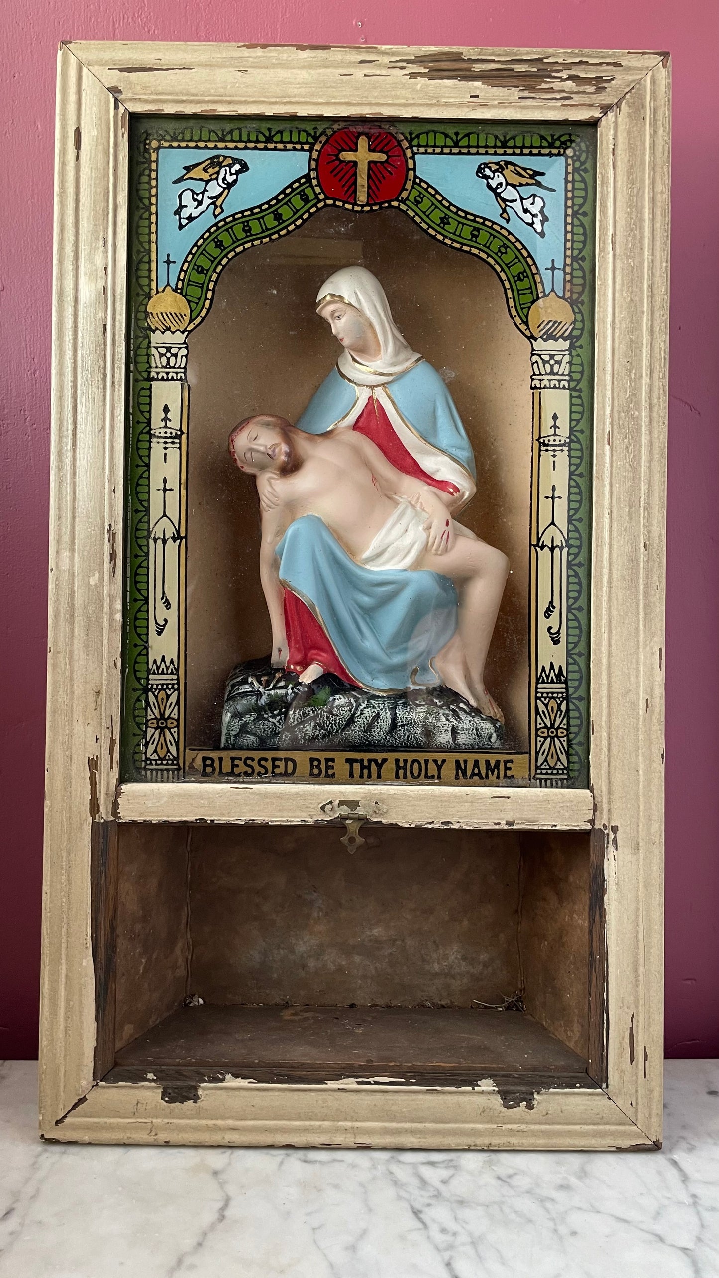 Antique Last Rites Shadow Box with Pietà