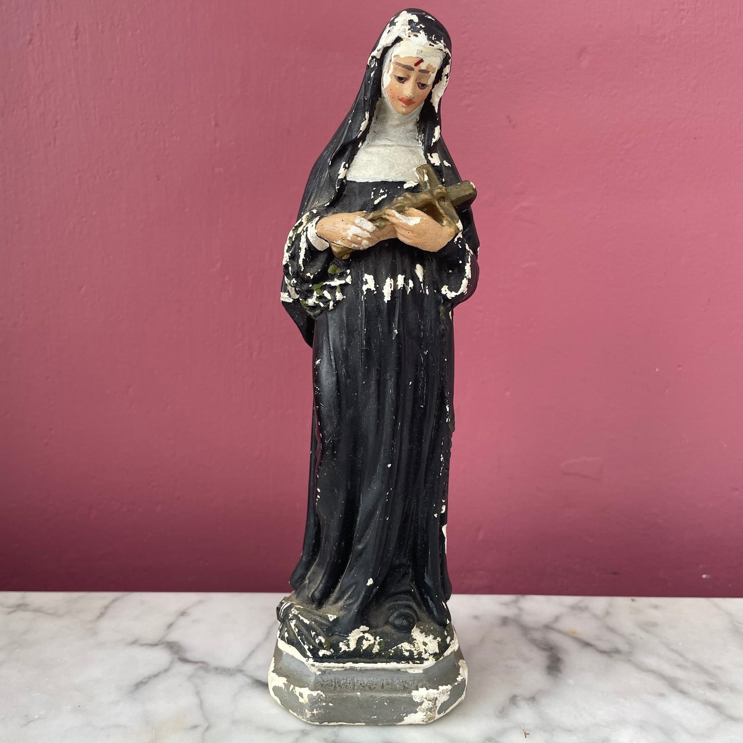 Vintage Saint Rita Chalkware Statue