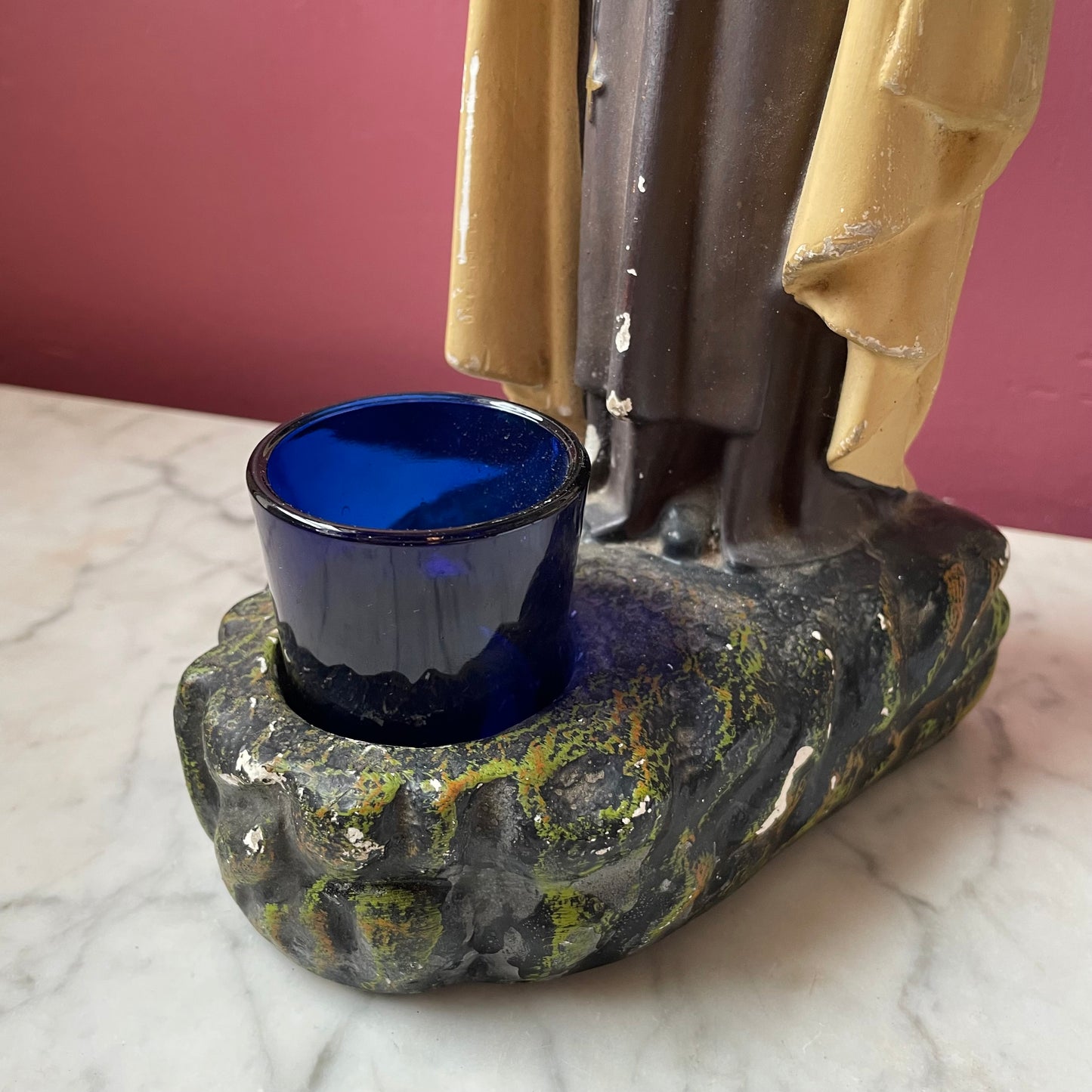 Vintage Saint Thérèse of Lisieux Chalkware Votive Holder