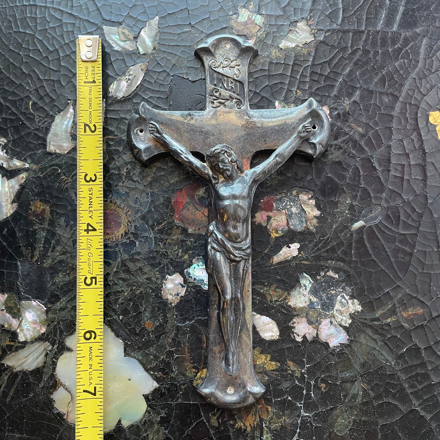 Antique Crucifix Shaped Casket Plate