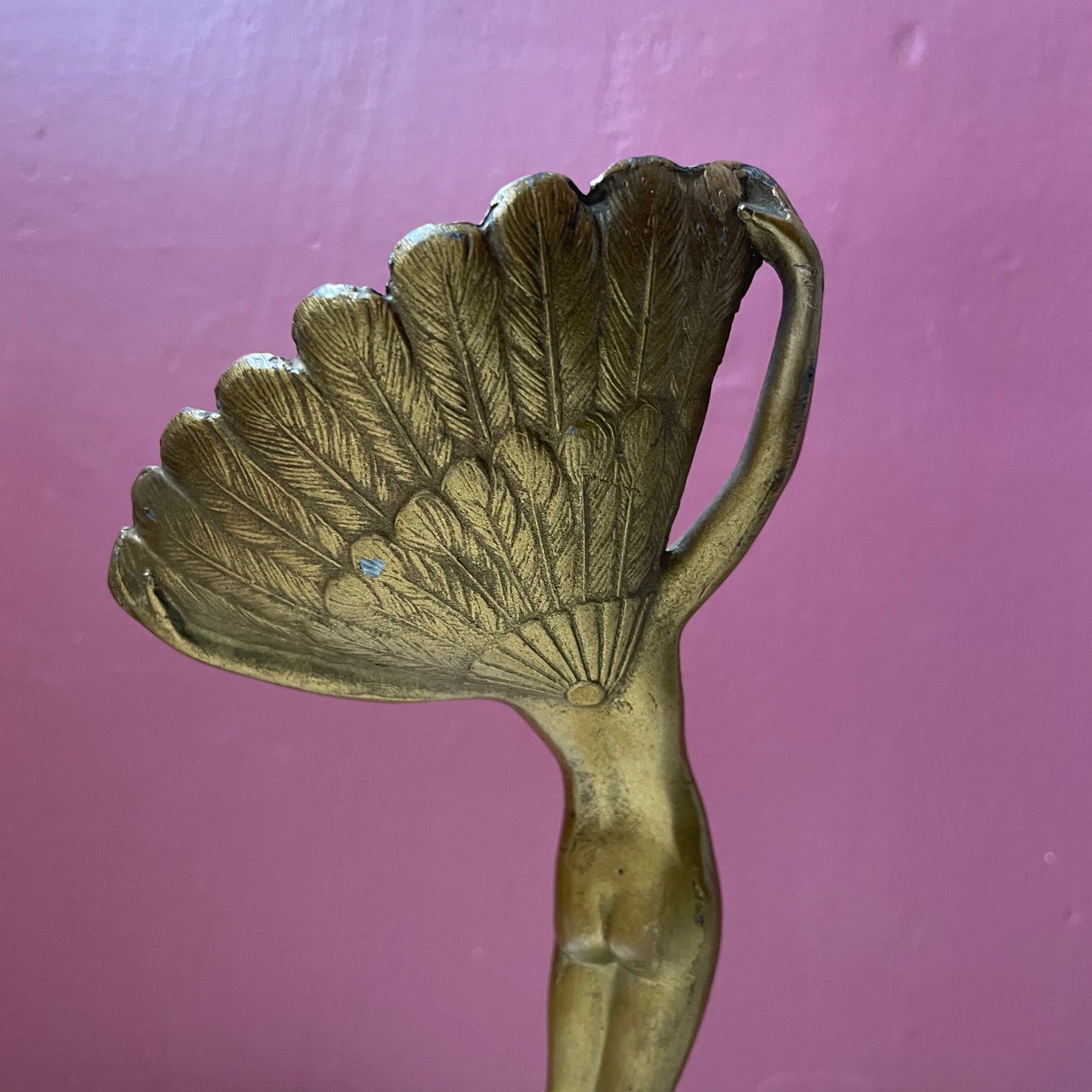 Vintage Fan Dancer on Marble Base