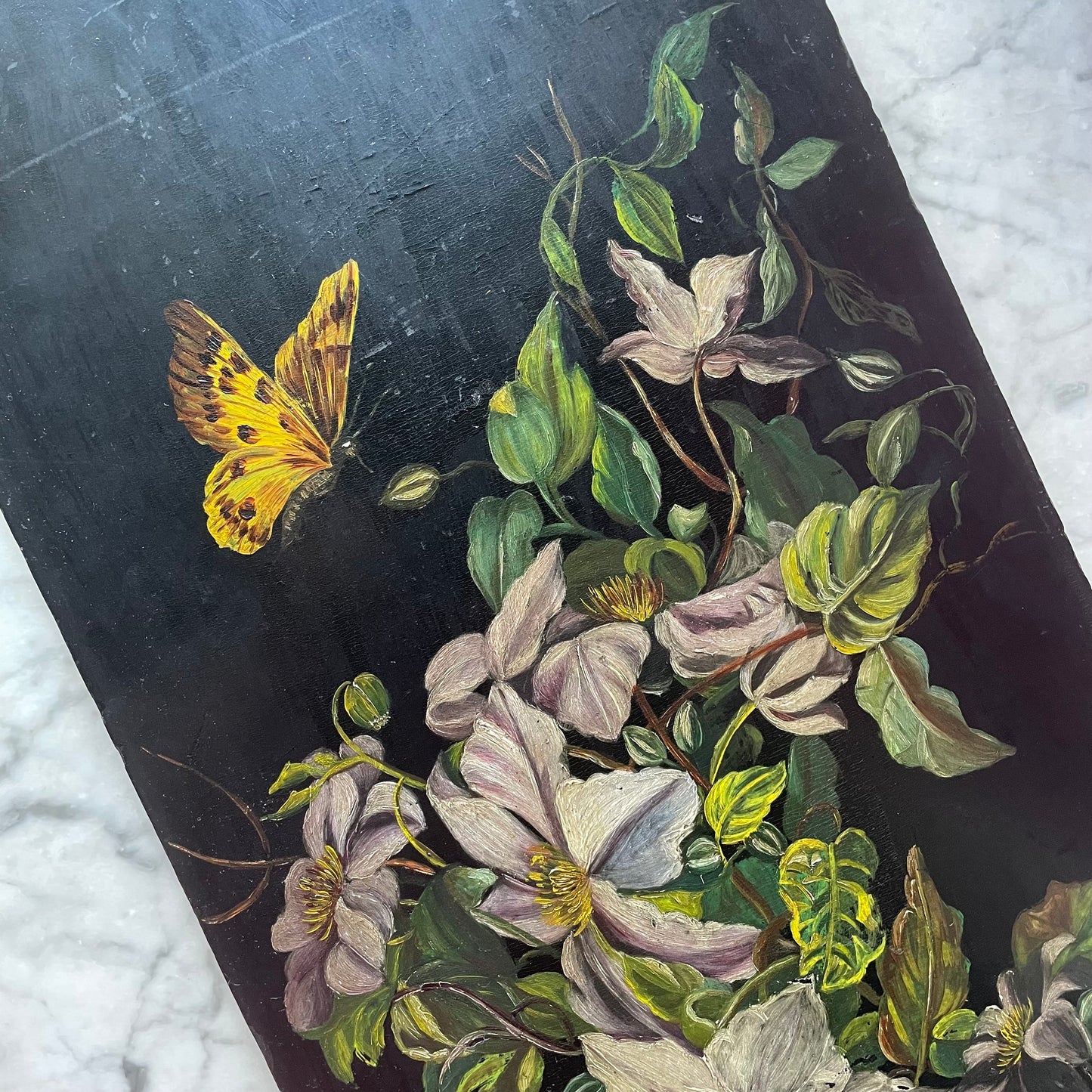 Victorian Vernacular Floral Still Life on Board