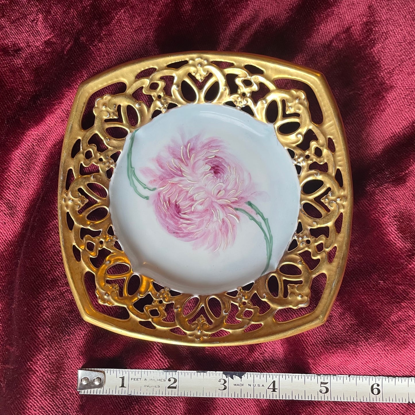 Antique Hand Painted Porcelain Dish | Signed Ida Upton Paine | House of Seven Gables, Salem, MA