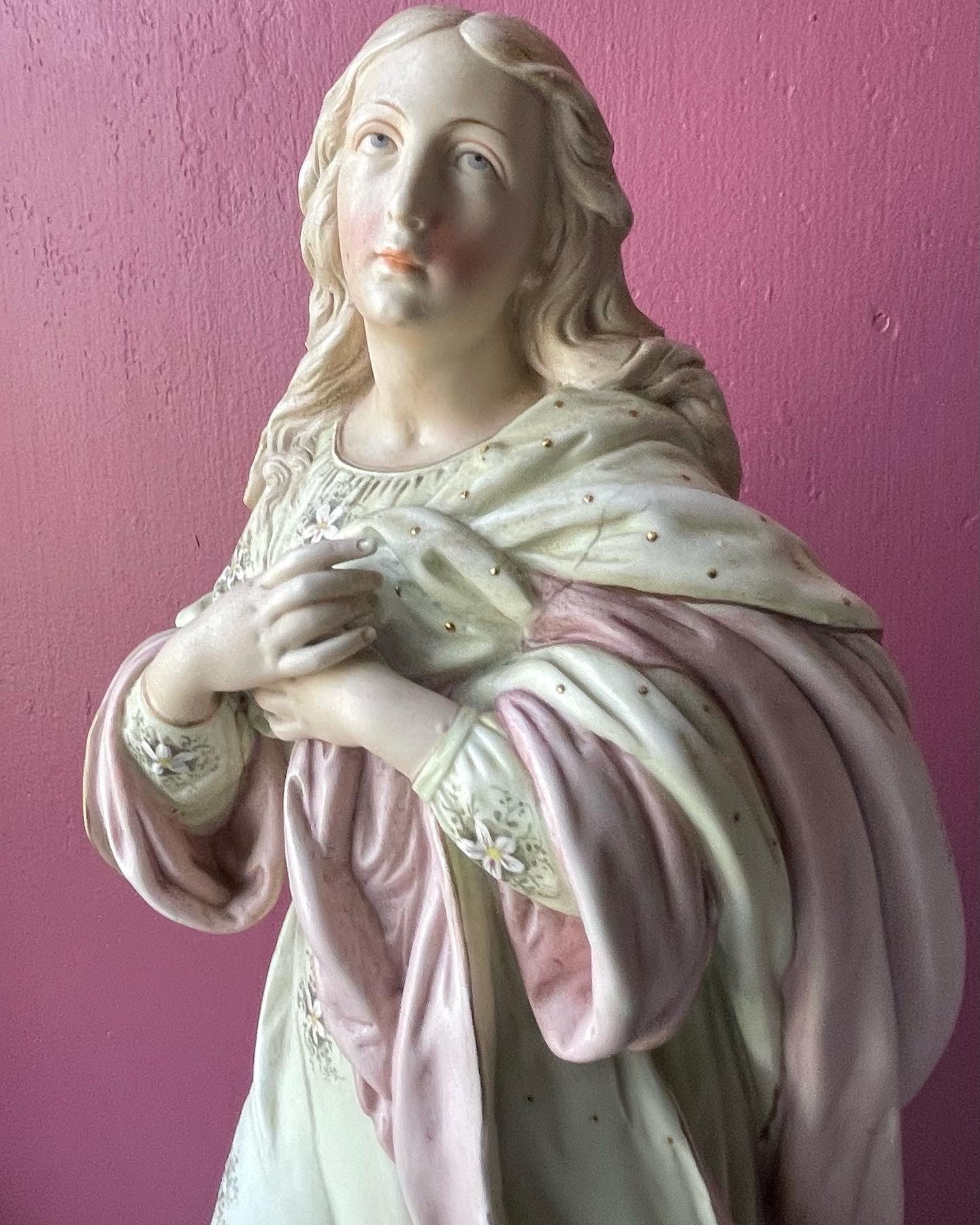 Victorian Immaculate Conception of Mary Bisque Statue