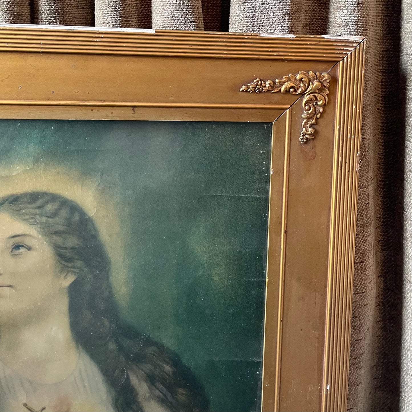 Antique Sacred Heart of Mary Large Framed Print