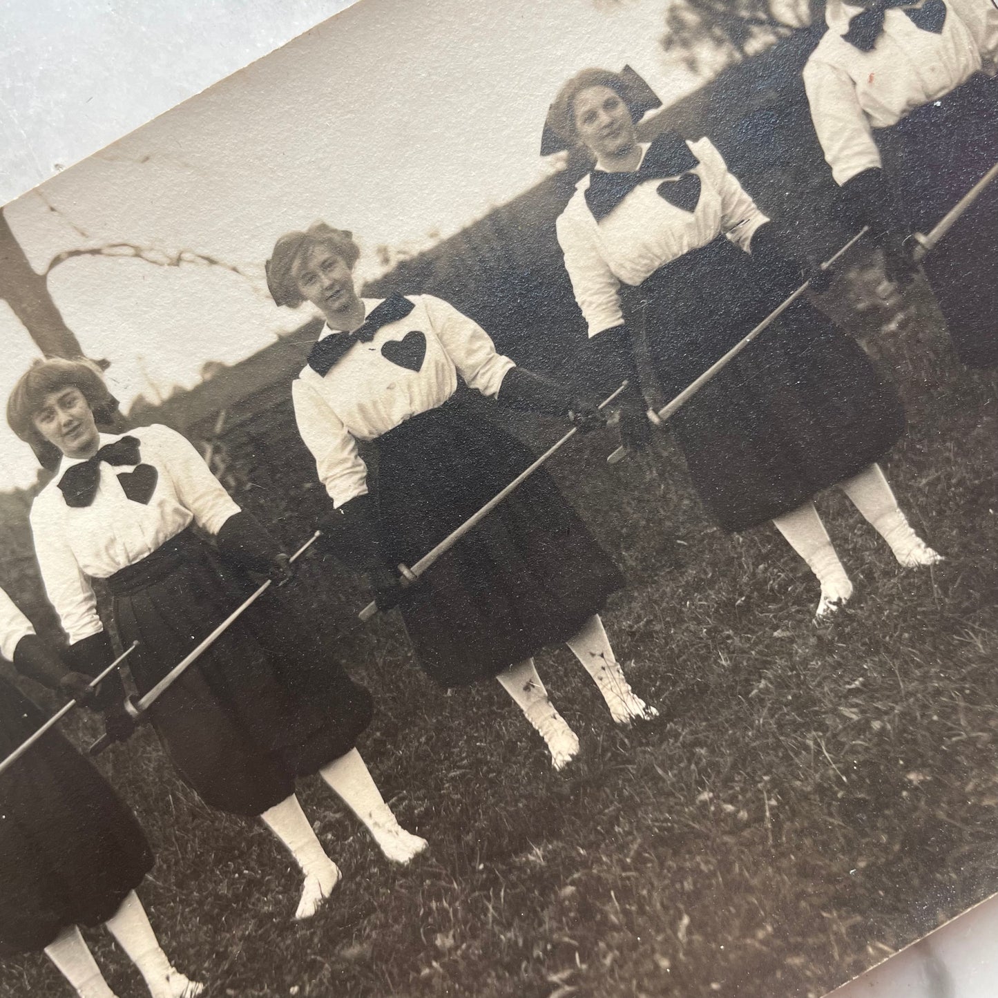 Antique Fencing Girls Real Photo Post Card